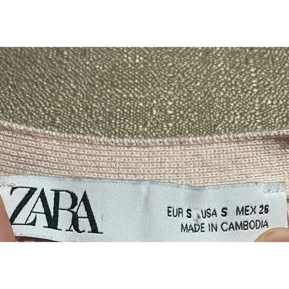 Zara Women’s Small S Blouse Light Pink Cropped Half Sleeve Button Up Cardigan - Picture 2 of 3